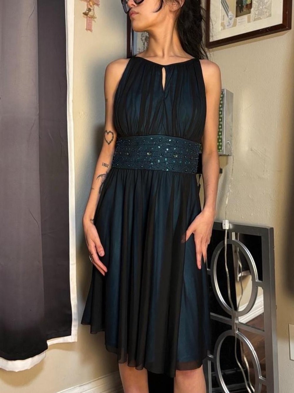 Vintage Black & Blue Jessica Howard Dress